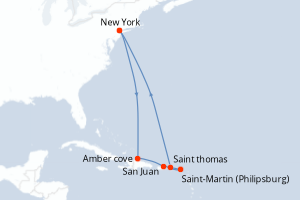 carte itinéraire croisière Amérique du Nord 10 jours au départ du port de New York