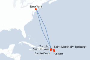 carte itinéraire croisière Amérique du Nord 12 jours au départ du port de New York