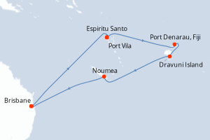carte itinéraire croisière Australie Nouvelle Zélande 11 jours au départ du port de Brisbane