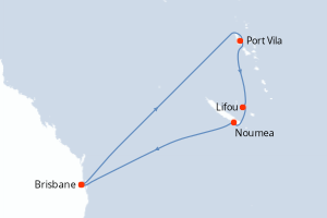 carte itinéraire croisière Australie Nouvelle Zélande 8 jours au départ du port de Brisbane