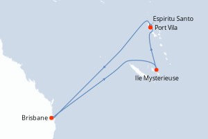 carte itinéraire croisière Australie Nouvelle Zélande 8 jours au départ du port de Brisbane
