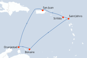 carte itinéraire croisière Caraïbes Bahamas 7 jours au départ du port de San Juan