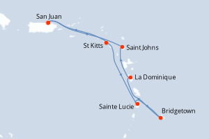 carte itinéraire croisière Caraïbes Bahamas 7 jours au départ du port de San Juan