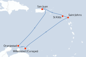 carte itinéraire croisière Caraïbes Bahamas 7 jours au départ du port de San Juan