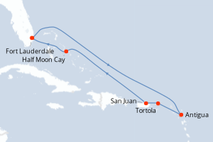 carte itinéraire croisière Caraïbes Bahamas 9 jours au départ du port de Fort Lauderdale