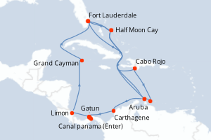 carte itinéraire croisière Caraïbes Bahamas 21 jours au départ du port de Fort Lauderdale