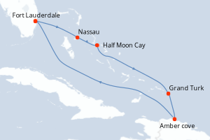 carte itinéraire croisière Caraïbes Bahamas 7 jours au départ du port de Fort Lauderdale
