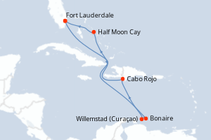 carte itinéraire croisière Caraïbes Bahamas 9 jours au départ du port de Fort Lauderdale