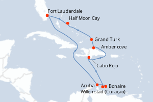 carte itinéraire croisière Caraïbes Bahamas 11 jours au départ du port de Fort Lauderdale