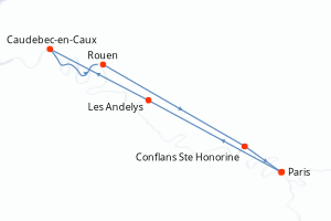 Carte de l'itinéraire de croisière Paris-Paris d'une durée de 7 jours