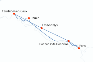 Carte de l'itinéraire de croisière Paris-Paris d'une durée de 8 jours