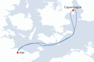 Carte de l'itinéraire de croisière Kiel-Kiel d'une durée de 3 jours