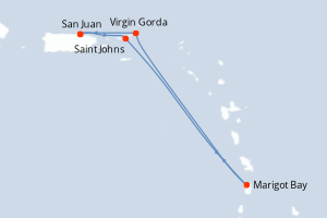 Carte de l'itinéraire de croisière San Juan-San Juan d'une durée de 4 jours