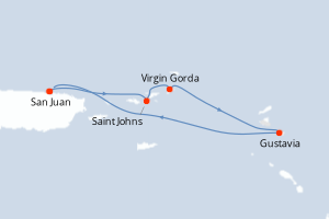 Carte de l'itinéraire de croisière San Juan-San Juan d'une durée de 4 jours