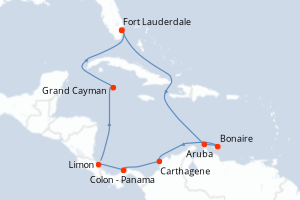carte itinéraire croisière Caraïbes Bahamas 12 jours au départ du port de Fort Lauderdale