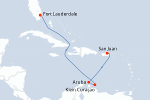carte itinéraire croisière Caraïbes Bahamas 7 jours au départ du port de San Juan