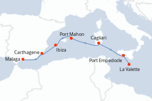 carte itinéraire croisière Sardaigne 9 jours au départ du port de La Valette
