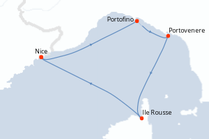 carte itinéraire croisière Méditerranée 4 jours au départ du port de Nice