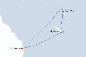 carte itinéraire croisière Australie Nouvelle Zélande 7 jours au départ du port de Brisbane