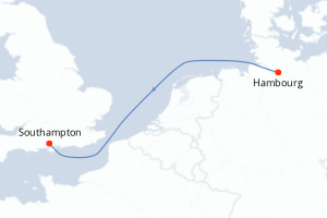carte itinéraire croisière Europe du Nord 2 jours au départ du port de Hambourg