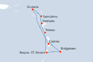 carte itinéraire croisière Caraïbes Bahamas 7 jours au départ du port de Bridgetown