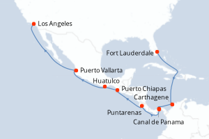 carte itinéraire croisière Amérique du Nord 15 jours au départ du port de Fort Lauderdale