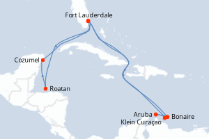 carte itinéraire croisière Caraïbes Bahamas 14 jours au départ du port de Fort Lauderdale