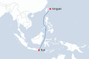 carte itinéraire croisière Asie 10 jours au départ du port de Ishigaki