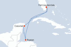 carte itinéraire croisière Caraïbes Bahamas 6 jours au départ du port de Fort Lauderdale