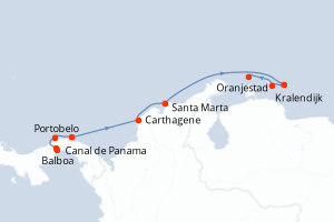 carte itinéraire croisière Caraïbes Bahamas 11 jours au départ du port de Balboa