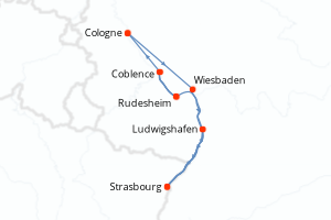 Carte de l'itinéraire de croisière Cologne-Cologne d'une durée de 5 jours