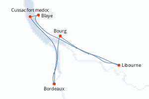 Carte de l'itinéraire de croisière Bordeaux-Bordeaux d'une durée de 4 jours