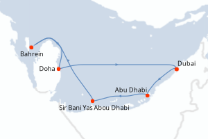 Carte de l'itinéraire de croisière Dubai-Dubai d'une durée de 7 jours