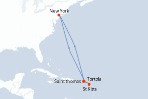 Carte de l'itinéraire de croisière New York-New York d'une durée de 12 jours