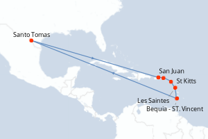 Carte de l'itinéraire de croisière San Juan-San Juan d'une durée de 7 jours