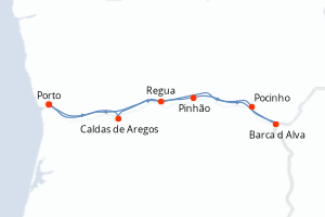 Carte de l'itinéraire de croisière Porto-Porto d'une durée de 7 jours