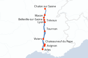 Carte de l'itinéraire de croisière Lyon-Lyon d'une durée de 7 jours