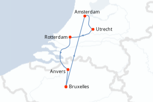 Carte de l'itinéraire de croisière Bruxelles-Bruxelles d'une durée de 5 jours