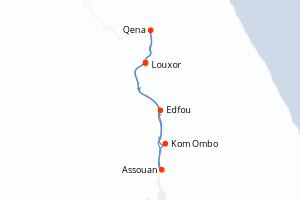 Carte de l'itinéraire de croisière Louxor-Louxor d'une durée de 11 jours
