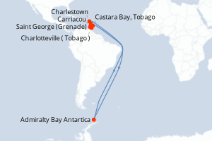 Carte itinéraire croisière Grenade à Grenade - 11 jours au départ de Saint George (Grenade) - Caraïbes Bahamas