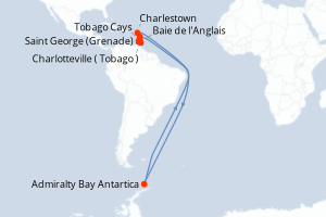 Carte itinéraire croisière Grenade à Grenade - 10 jours au départ de Saint George (Grenade) - Caraïbes Bahamas