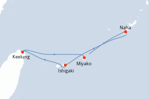 Carte de l'itinéraire de croisière Naha-Naha d'une durée de 5 jours