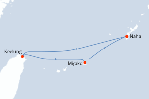 Carte de l'itinéraire de croisière Naha-Naha d'une durée de 4 jours