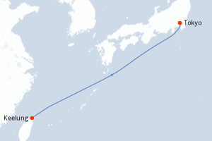Carte itinéraire croisière Taïwan, Japon - 5 jours au départ de Keelung - Asie