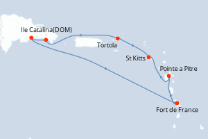 Carte de l'itinéraire de croisière Fort de France-Fort de France d'une durée de 7 jours