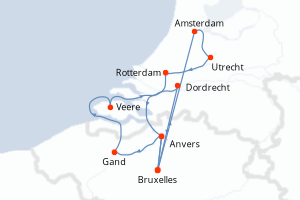 Carte de l'itinéraire de croisière Bruxelles-Bruxelles d'une durée de 11 jours