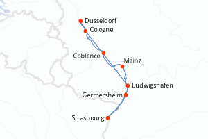 Carte de l'itinéraire de croisière Cologne-Cologne d'une durée de 7 jours
