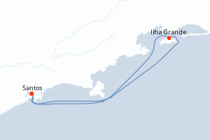 Carte de l'itinéraire de croisière Santos-Santos d'une durée de 3 jours