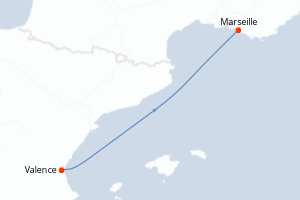 Carte de l'itinéraire de croisière Valence-Marseille d'une durée de 1 jours