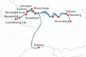 Carte de l'itinéraire de croisière Nuremberg-Nuremberg d'une durée de 7 jours
